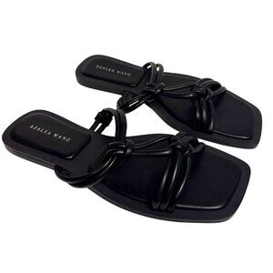 Azela Wang Stetson Women's Sandals Black Tubular Straps Knot Square Toe Size 7
